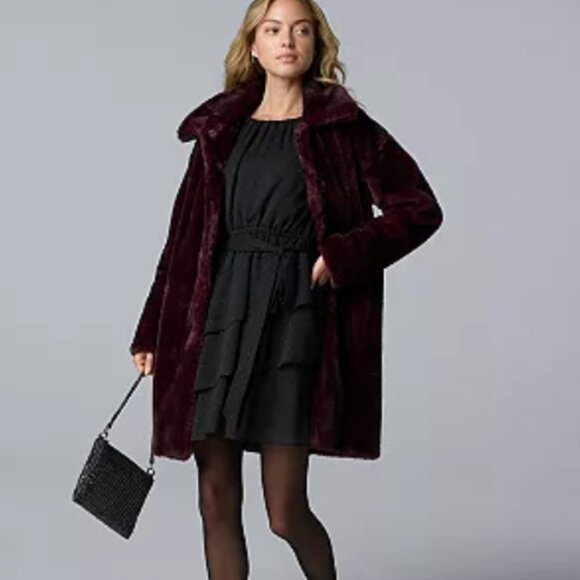 Christian Siriano New York Deep Purple Faux Fur Coat Size L - Picture 1 of 10